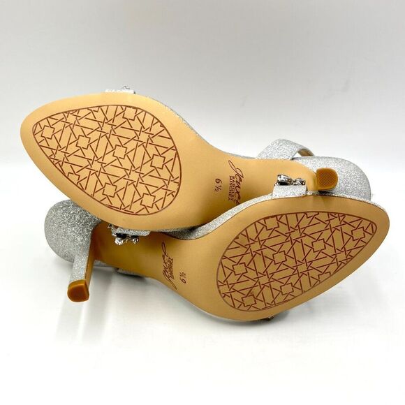 Jewel‎ Badgley Mischka Womens Size 6.5 Jeweled Silver Dress Sandals Heels Shoes - Picture 8 of 12